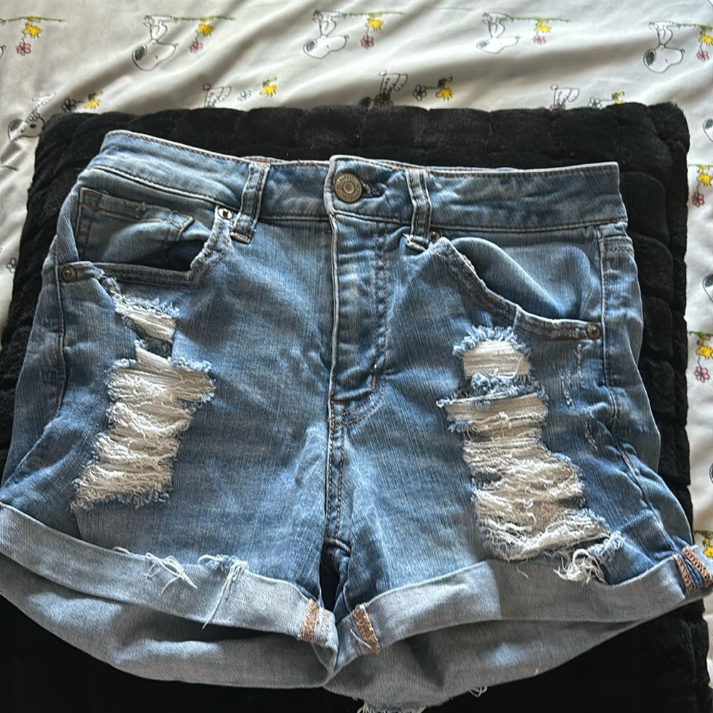 Aeropostale high waisted midi jean shorts